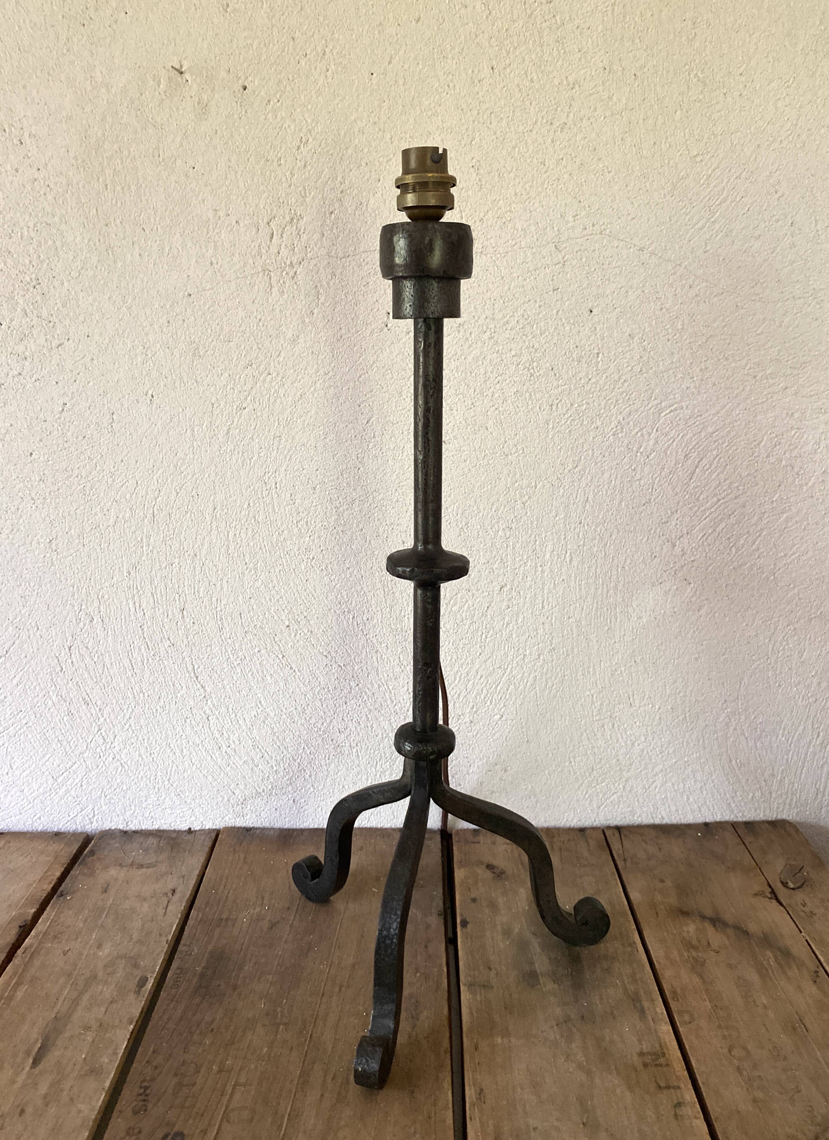 Brutalist wrought iron lamp base