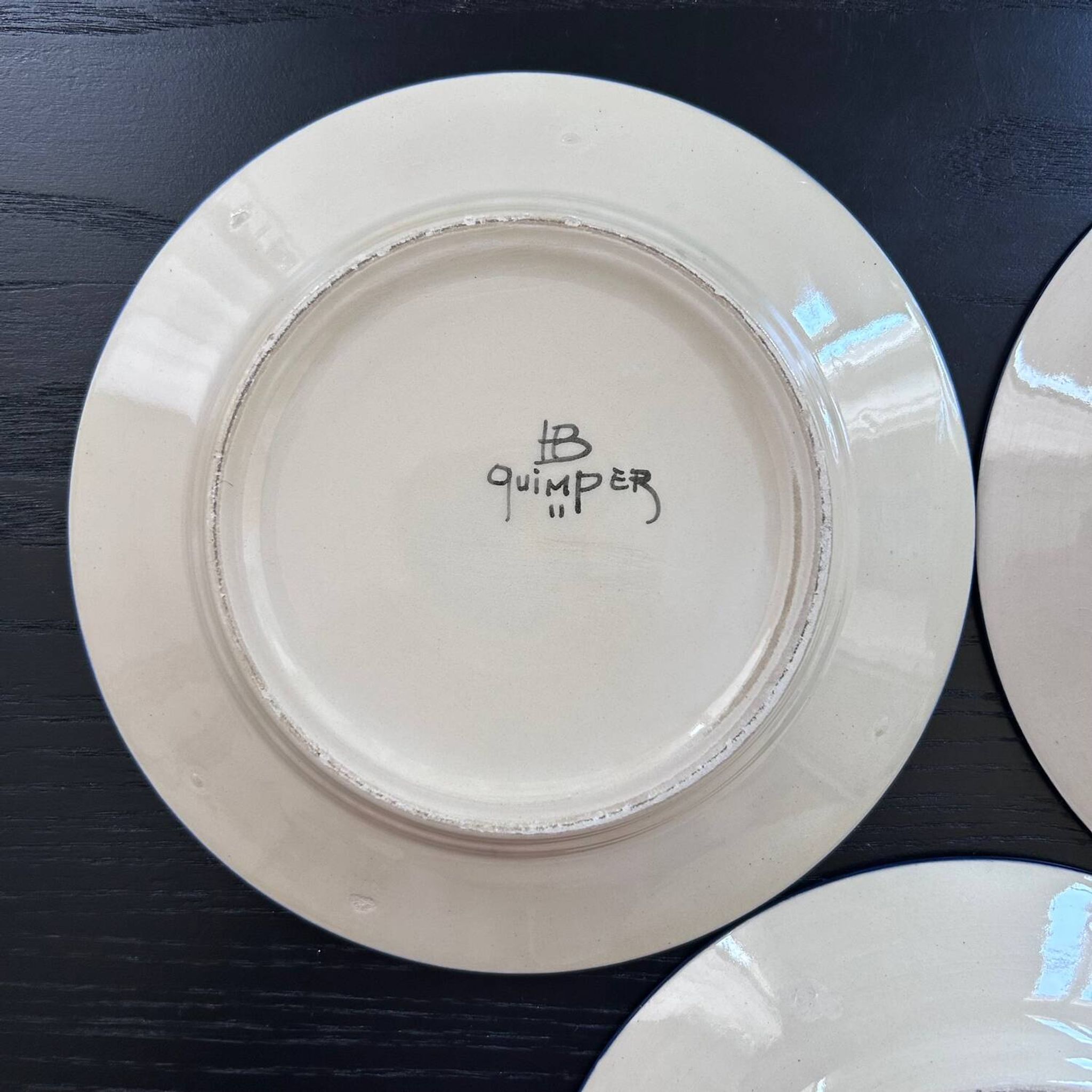 Trio of plates signed HB Quimper