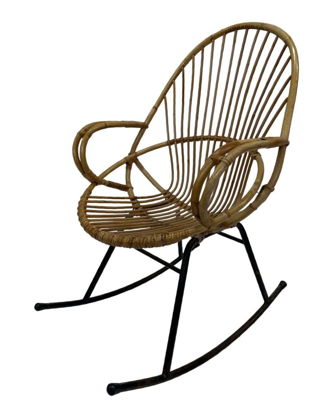 Vintage Dirk van Sliedregt Rohe Noordwolde rattan rocking chair