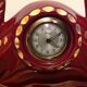 Scout clock in red ceramic bordeaux art deco style