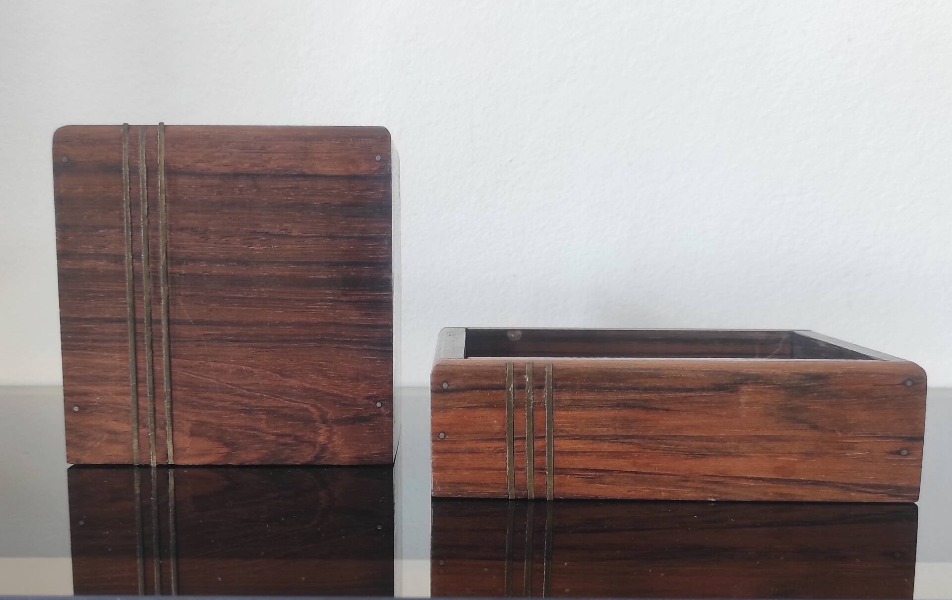 Vintage pocket trays in rosewood and brass – style A