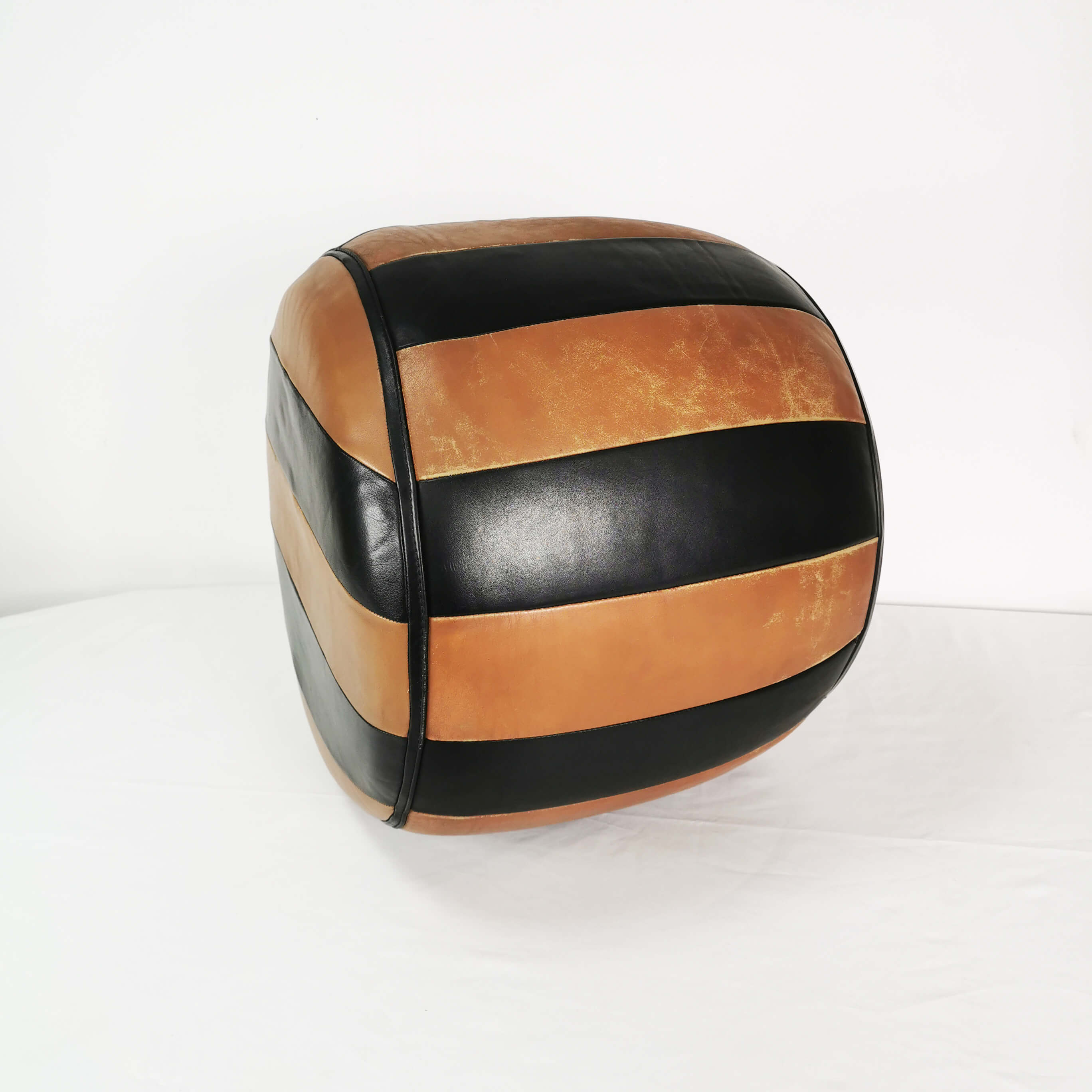 Leather pouf, Germany, 1960s