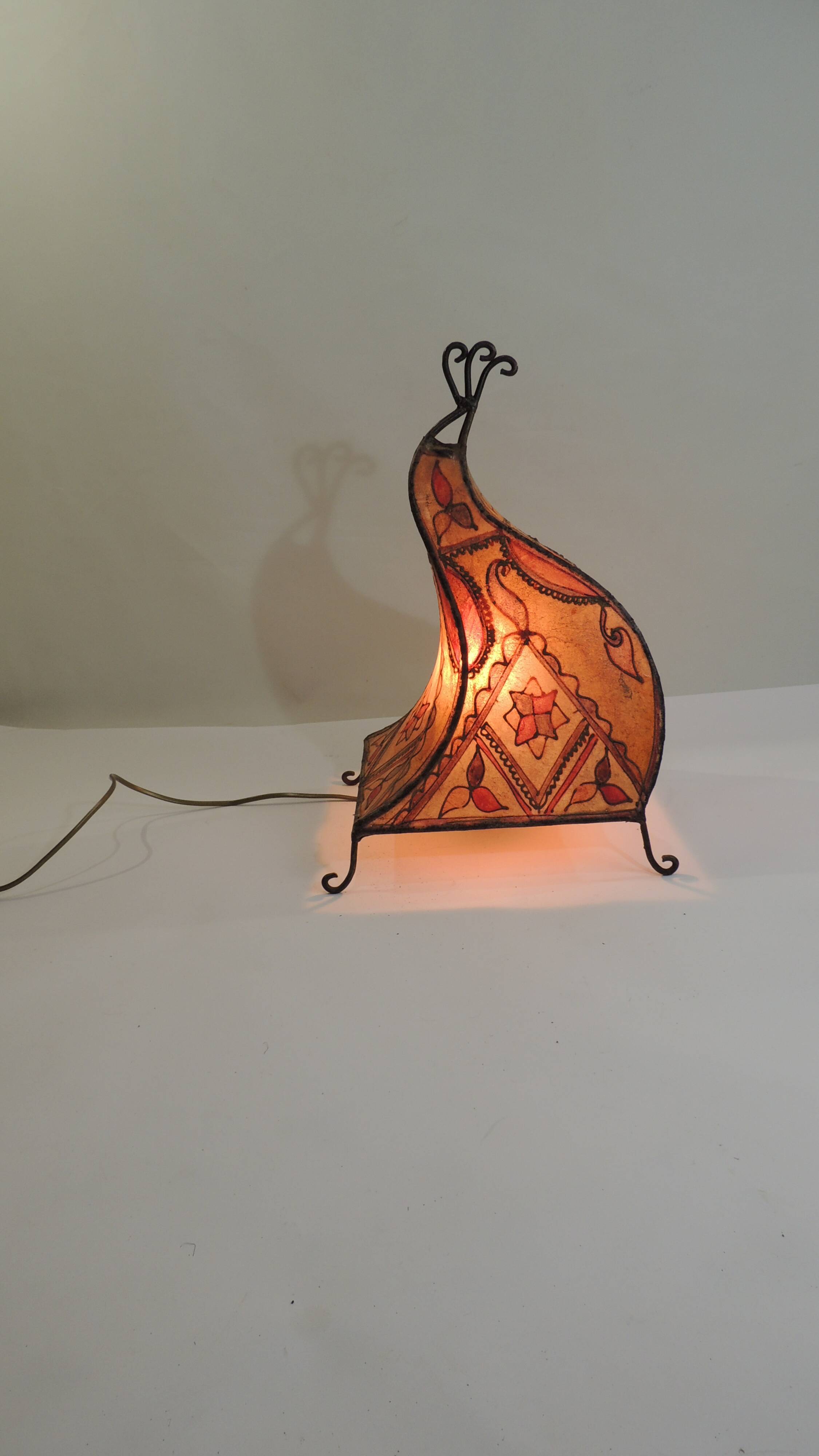 Moroccan henna lamp in leather /oriental lamp/Marrakech/45 cm /Vintage
