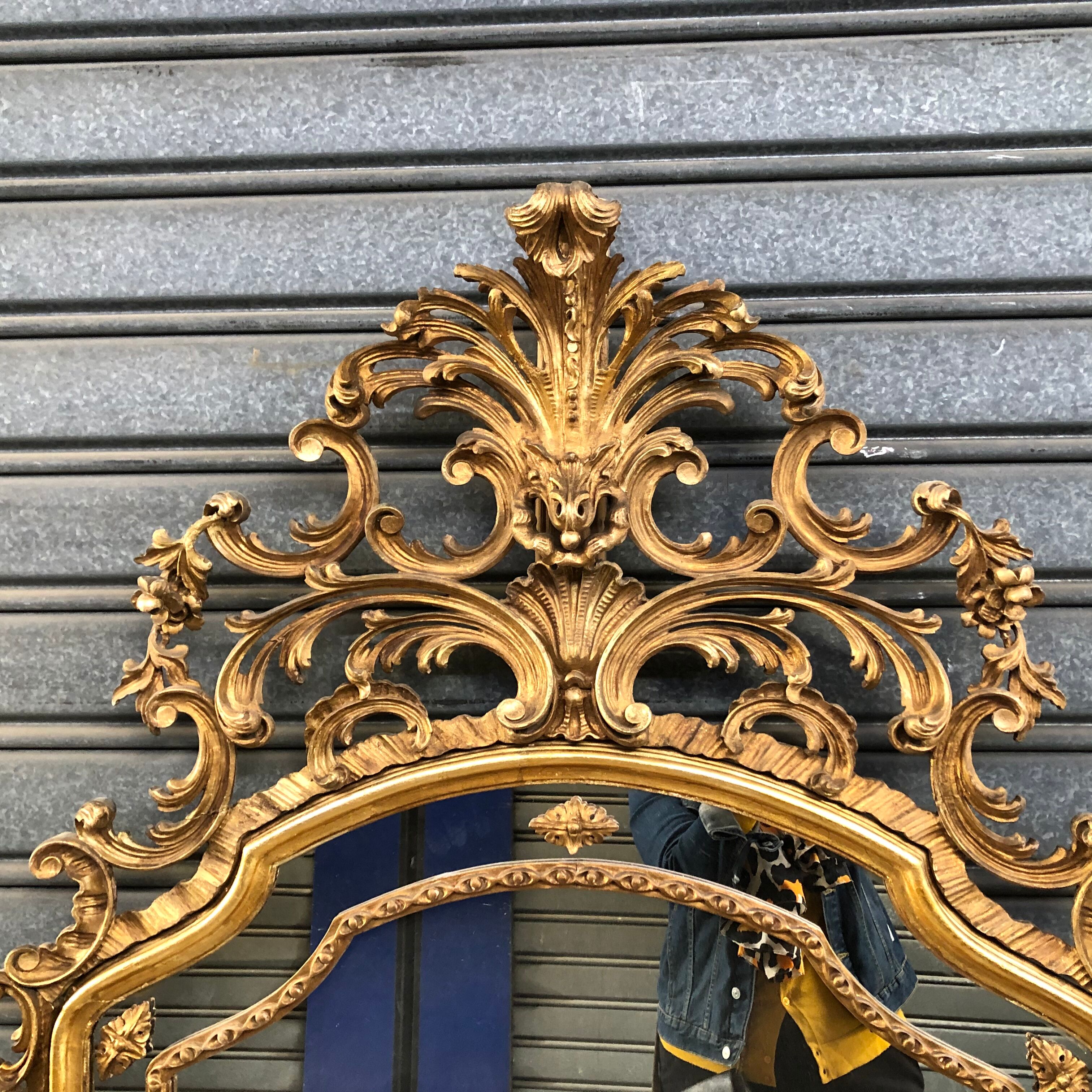 Gilded wooden mirror in baroque style  100x180cm