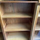 Library / Vintage solid wood sideboard – 3 doors with display cabinet