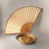 Round vintage wicker mirror - 45 cm