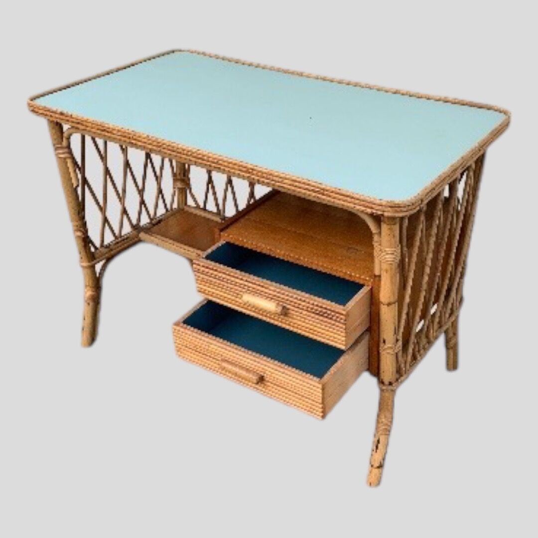 Vintage rattan desk 1960