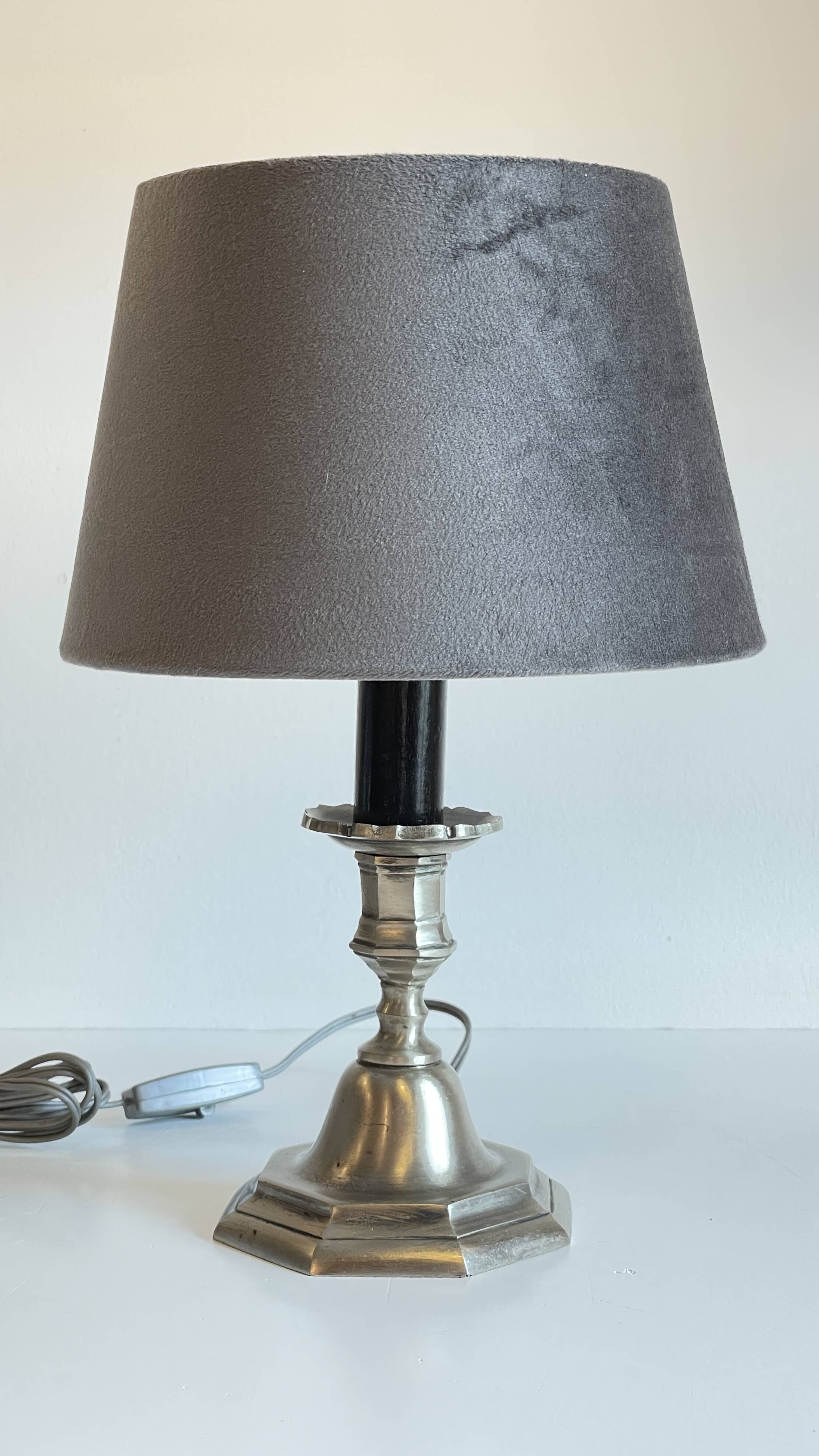 Lamp vintage steel and velvet candle holder