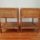 Pair of bedside tables in rattan and wicker - circa 1970