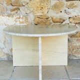 Vintage side table in travertine, circa 1980s.