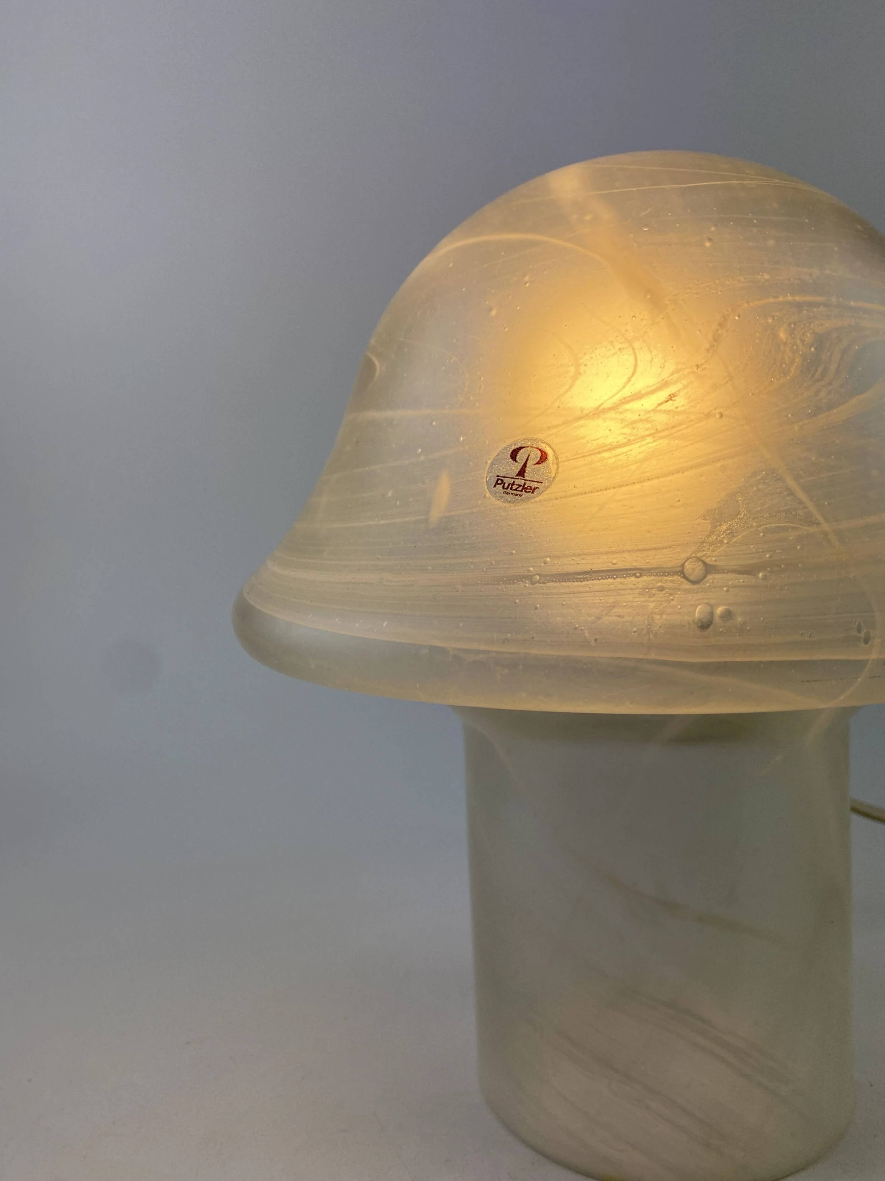 Lampe de table en verre clair Peill et Putzler champignon 1970