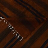 5x7 Striped Pattern Terracotta Vintage Kilim Rug, 146x220Cm