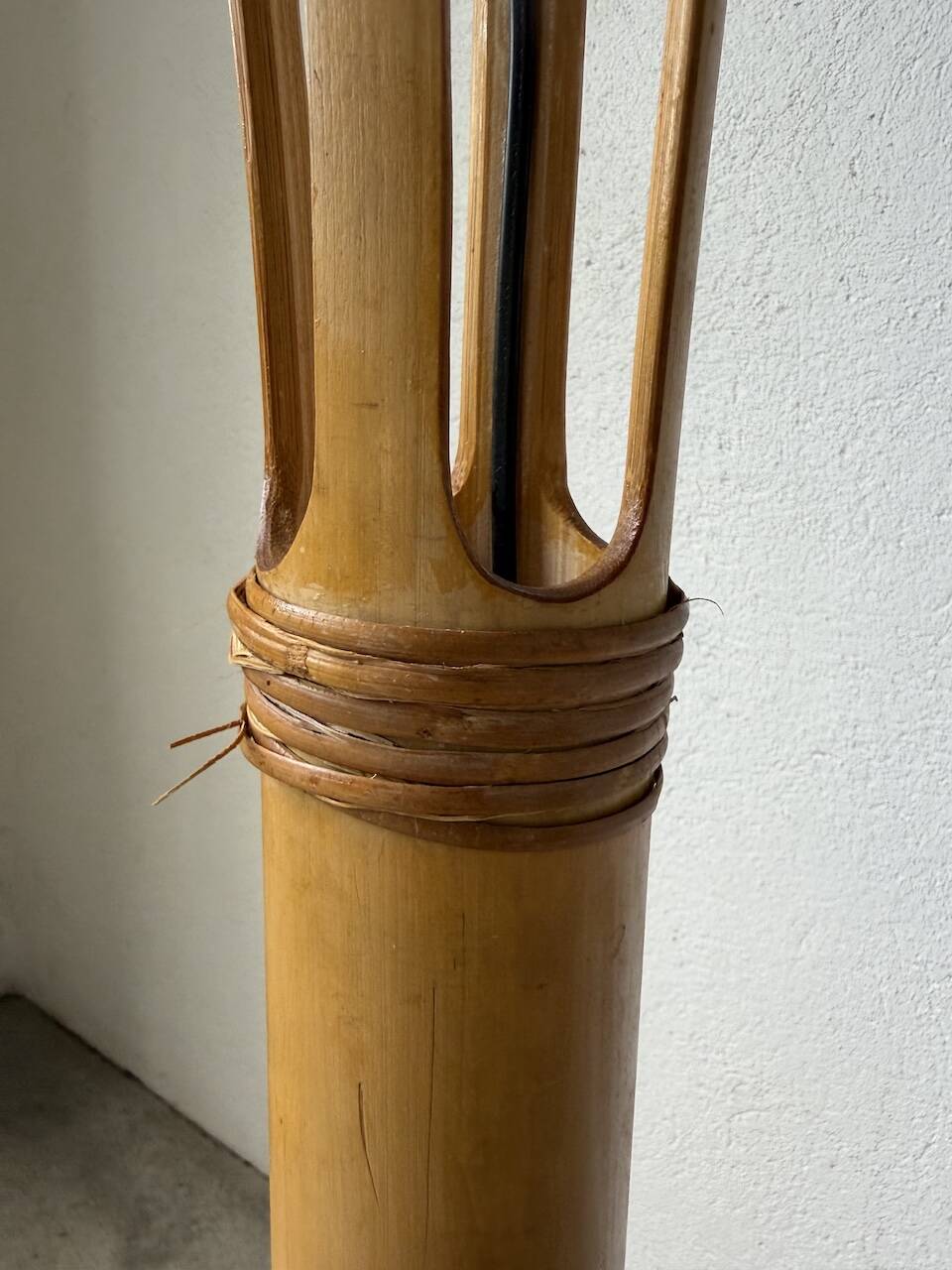 Bamboo and straw floor lamp 1980