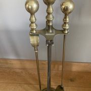 Servant of brass fireplace period mid-twentieth century, Pic shovel, claw pliers ..
