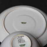 6 CUPS and undercups in NBD Limonges porcelain, hand illuminated, floral patterns