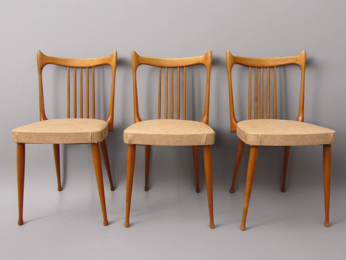 Mid-Century Dutch Organic Design Chairs from Stevens, 1950s, Set of 3