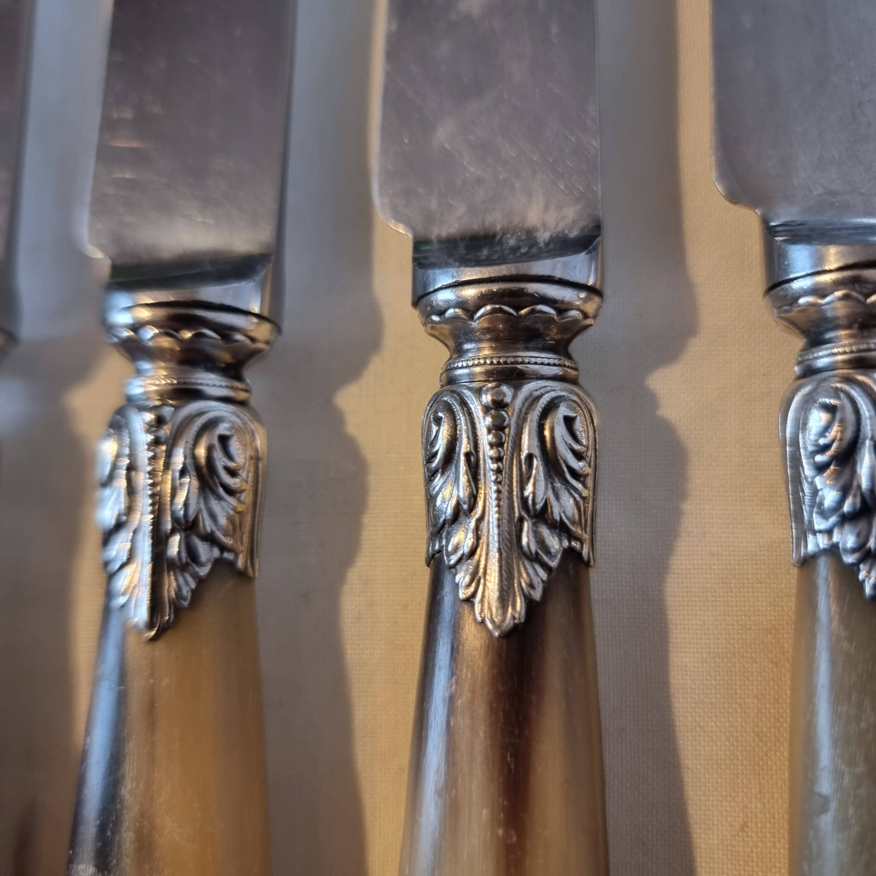 Exquisite set of twelve antique Art Nouveau knives (6+6)