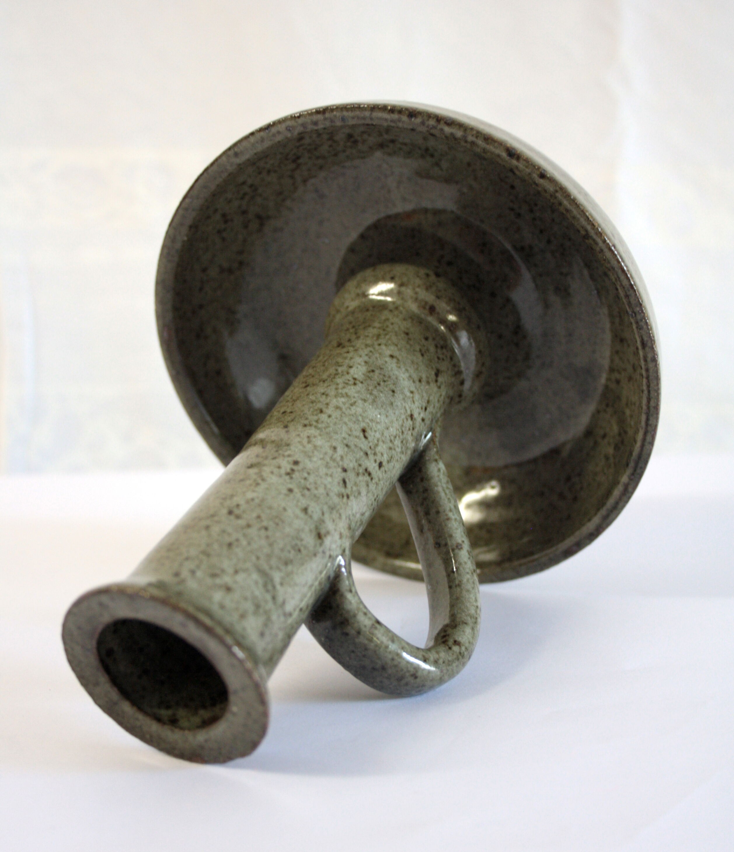 Enamelled stoneware candlestick  - circa 70