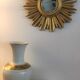 Miroir soleil bois doré  32 cm 1950