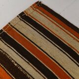 6x8 Brown Red Striped Vintage Kilim Rug, 195x259Cm