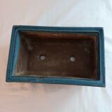 Pot à bonzaï en grès émaillé bleu