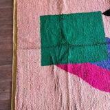 Off-white Moroccan rug with colorful patterns, 250cm x 150cm