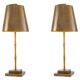 Pair of patinated brass table lamps with bamboo decoration.