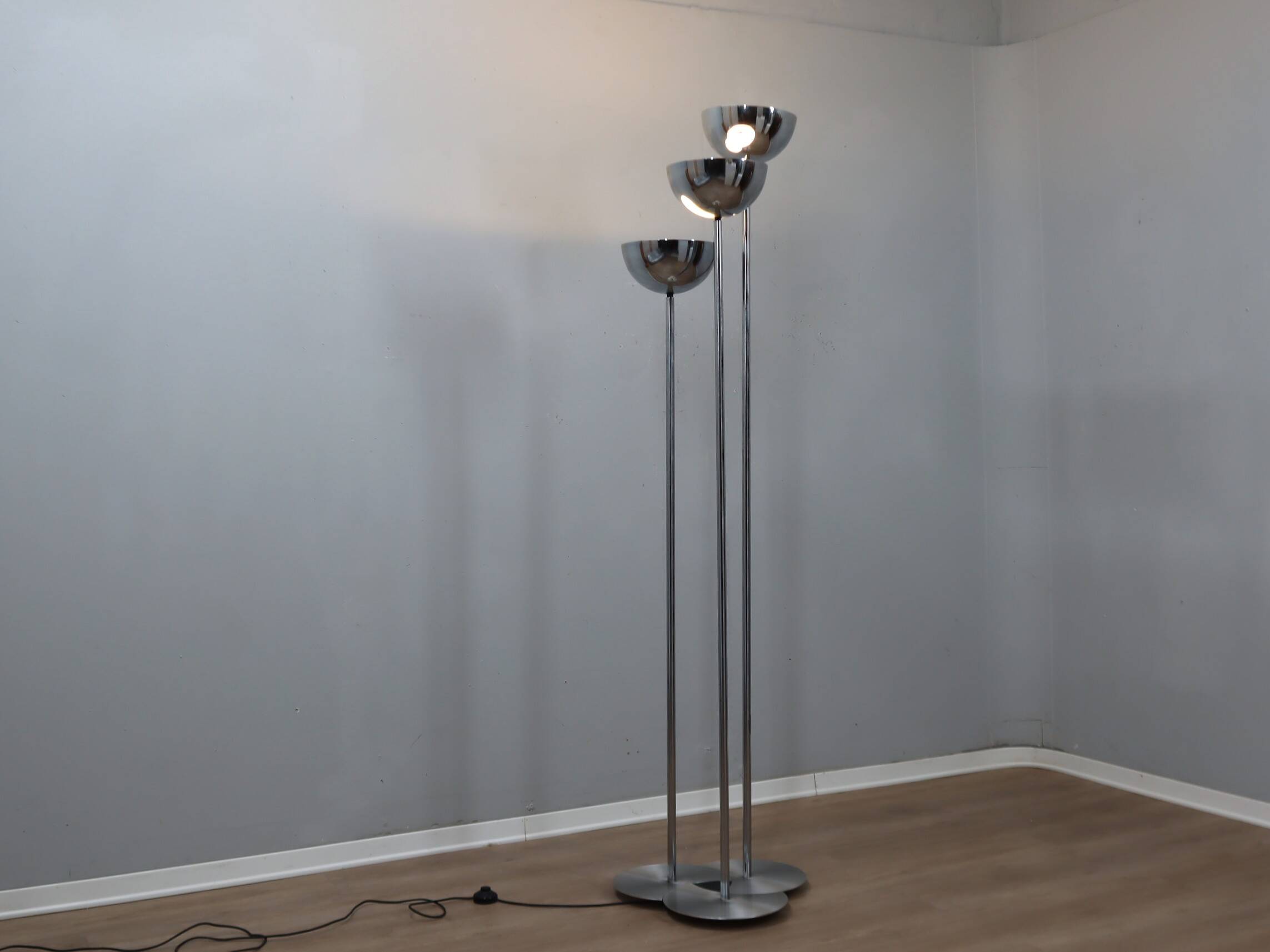 1970s Lamperti 3-Column Chrome Floor Lamp space age Italian Design