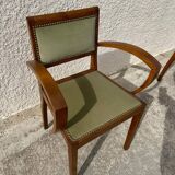 Pair of green velvet bridge armchairs