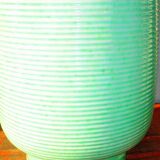 Enamelled earthenware vase with striated pattern