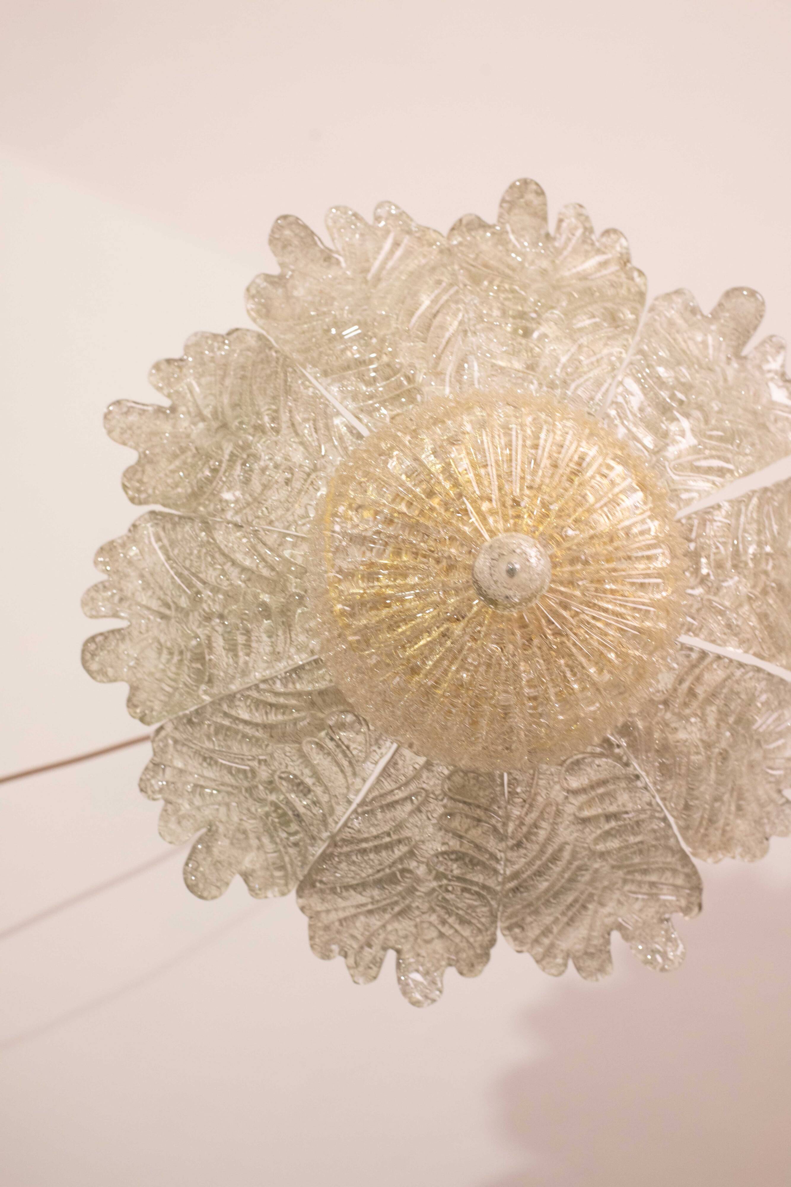 Splendid Amber Italian Murano Glass Ceiling Light, 1970s