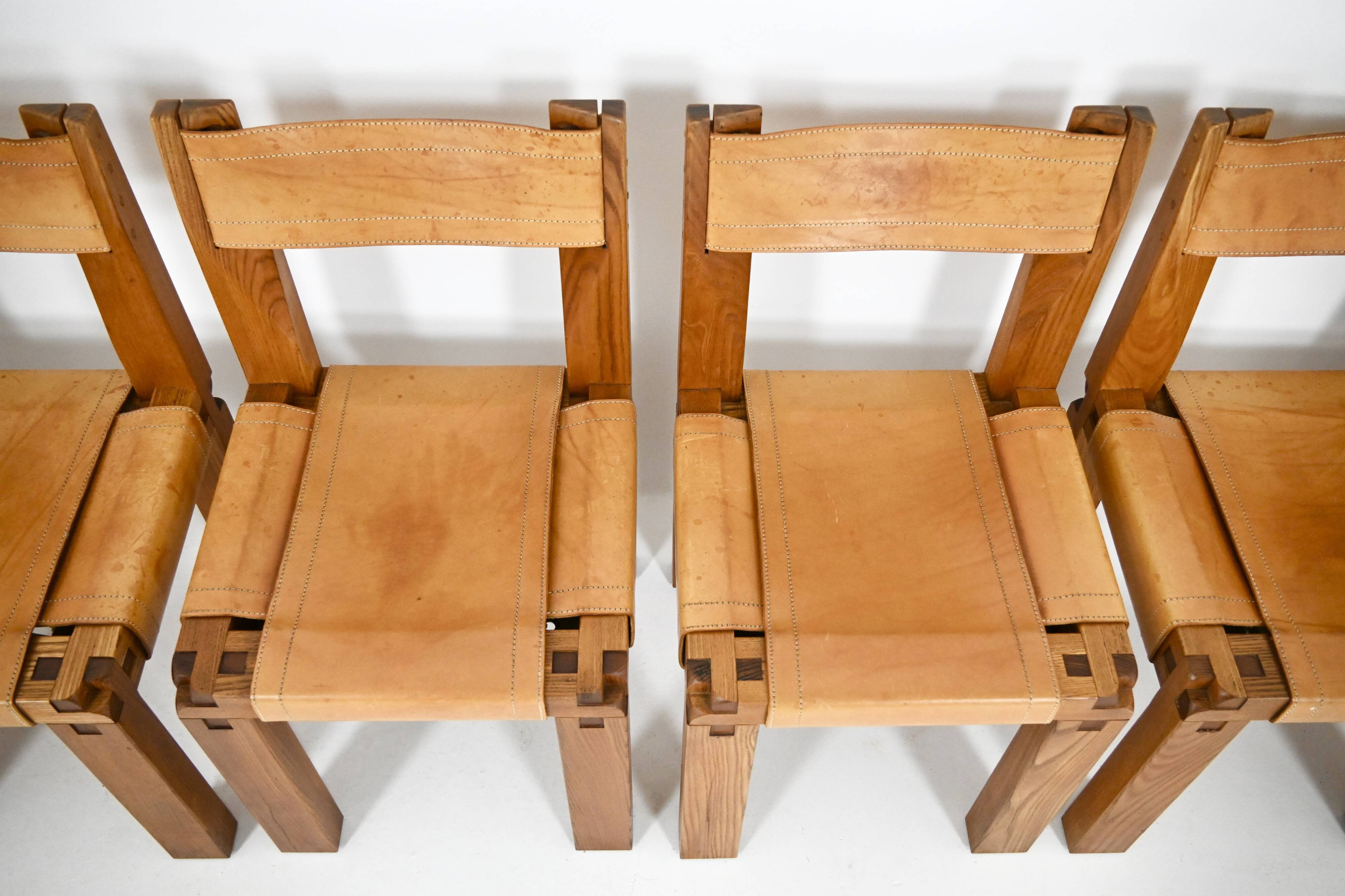 Set of 6 "S11" dining chairs by Pierre Chapo, 1966