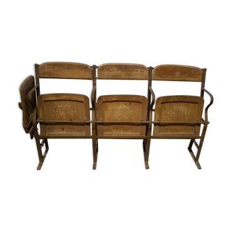 Banc de théâtre antique de Luterma vers 1930 banc de cinéma en fer forgé vintage
