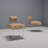 Paire de chaises d'appoint postmodernes en peau de vache par Fritz Brückner, Allemagne 1980