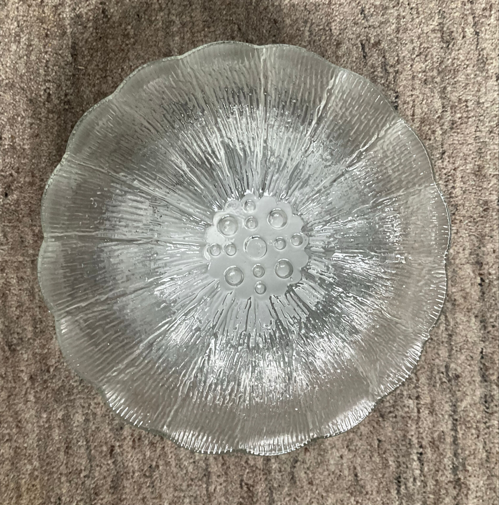 Vintage flower ceiling light or wall sconce in pressed moulded glass.