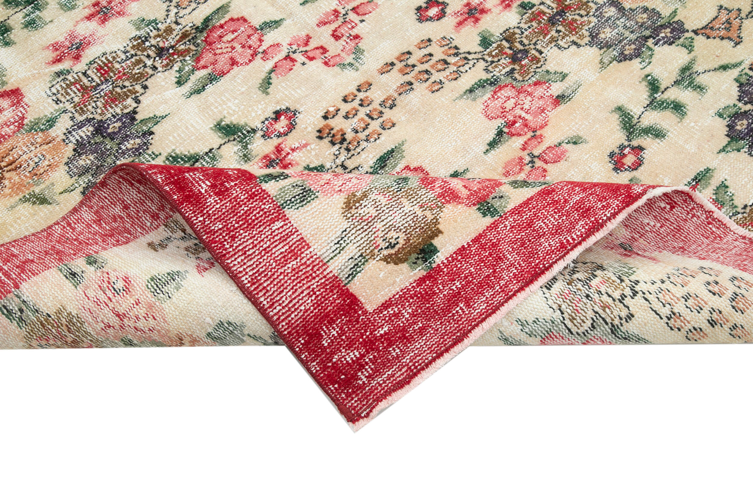 Anatolian handwoven decorative 1970s beige carpet 160 cm x 262 cm