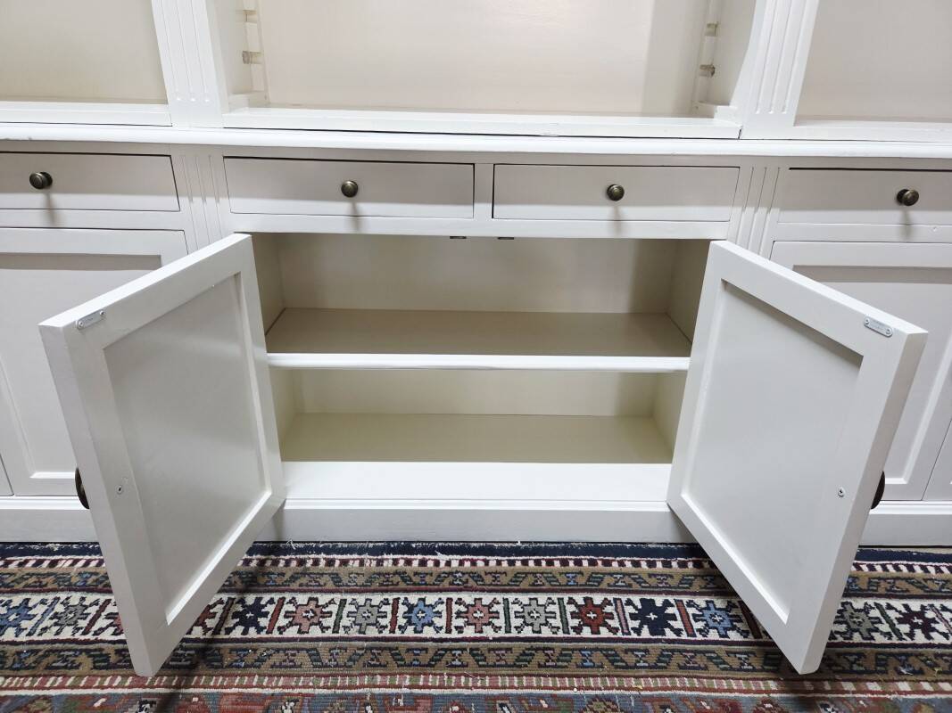 White bookcase library cabinet bookcase with ladder