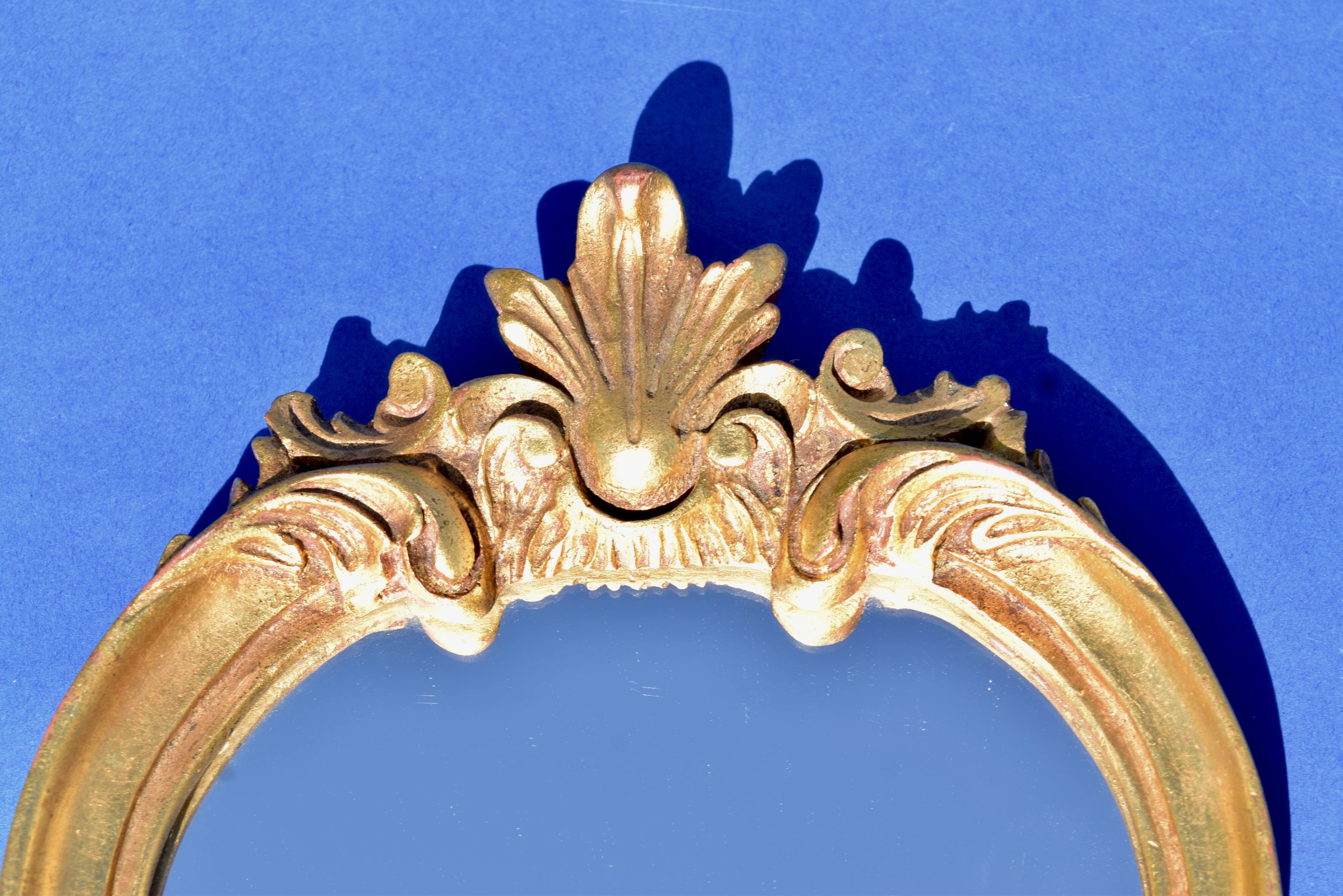 Small wall mirror in gilded painted wood - baroque mirror - 1960s