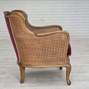 1950s, Danish armchair, furniture velour, ash wood,, mesh.
