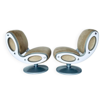 Pair of "Gluon" swivel armchairs by Marc Newson for Moroso, 1990's