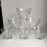 Set of 6 champagne glasses engraved 60s