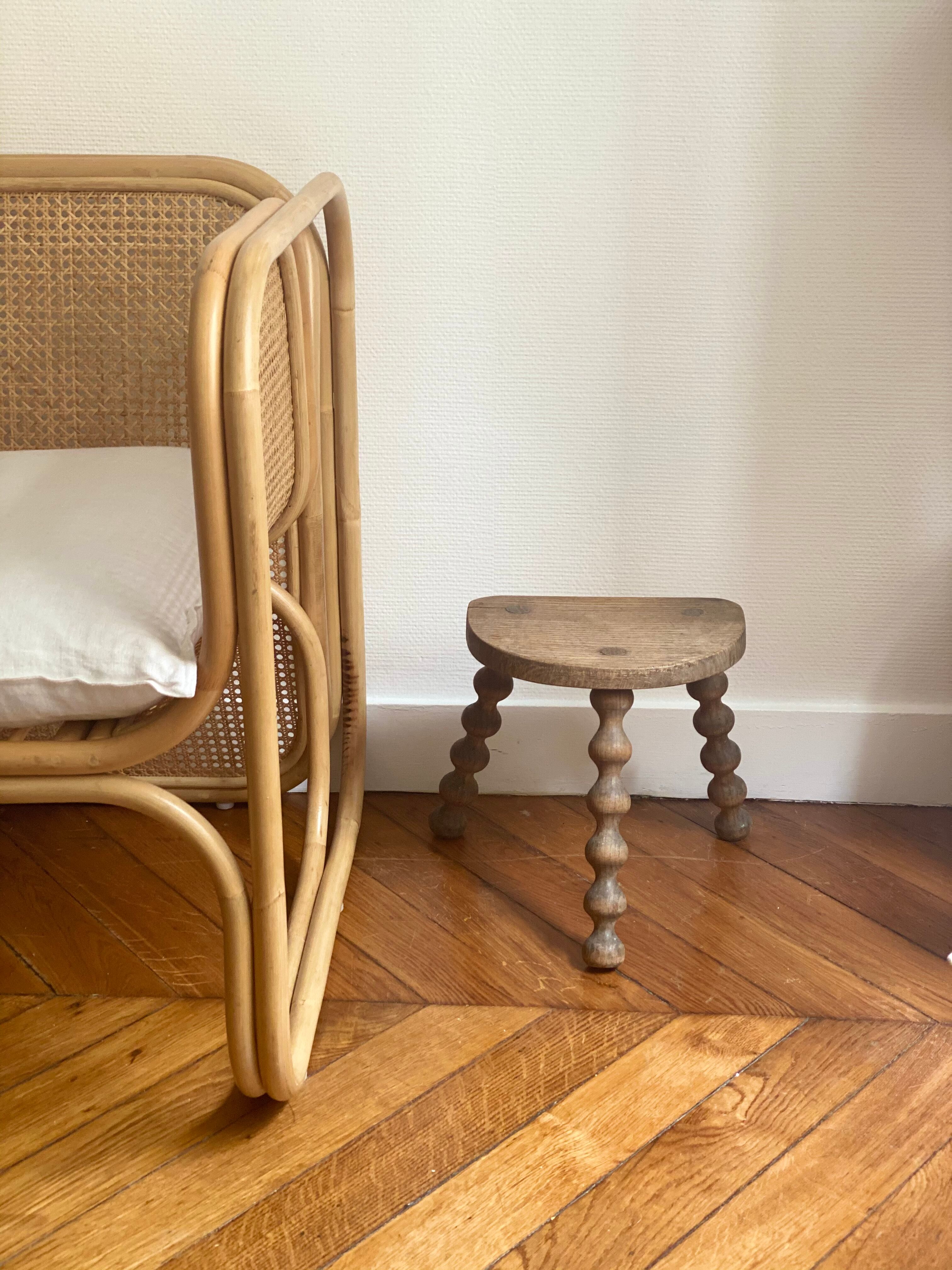 Small vintage wooden milking stool