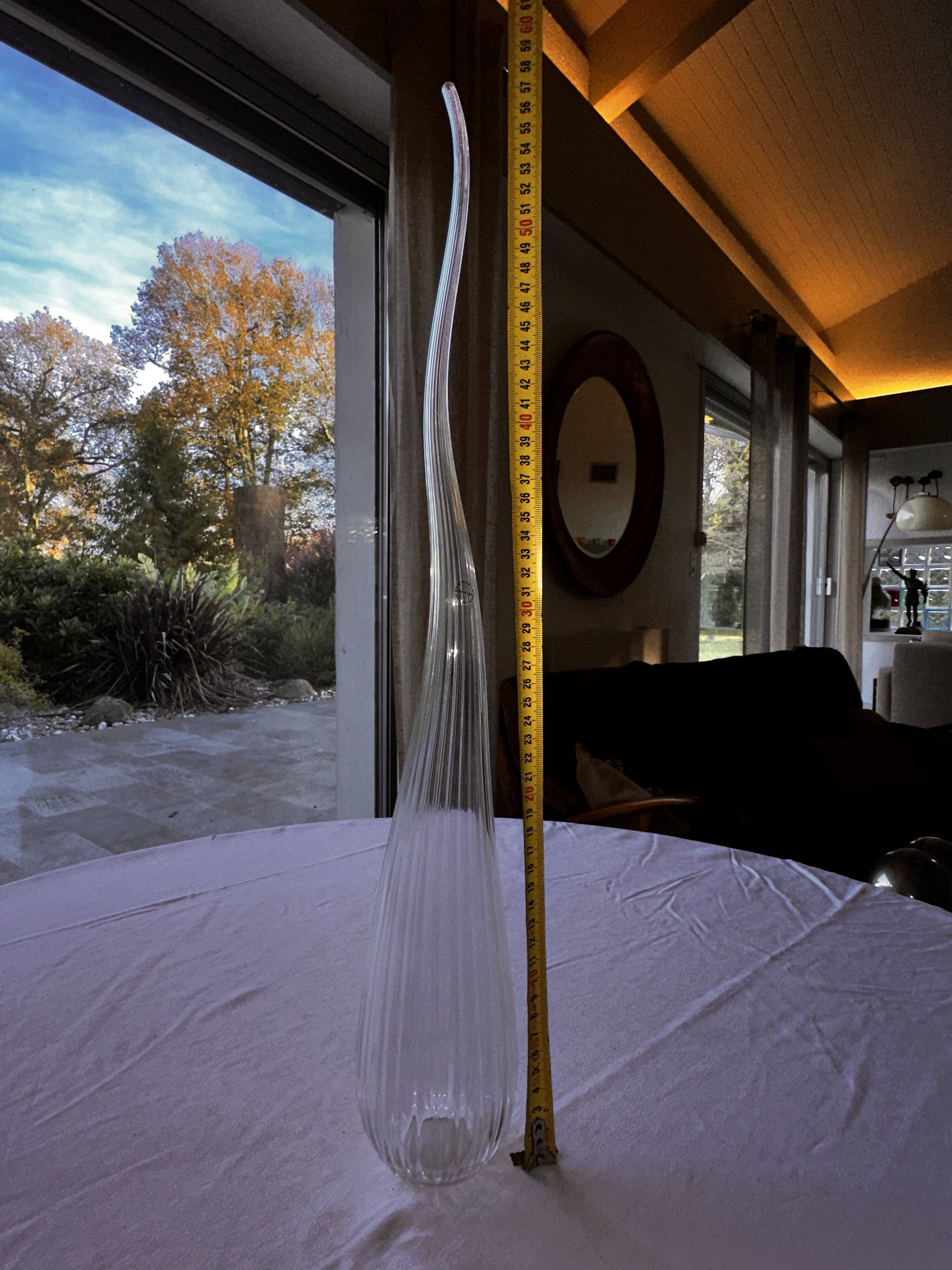 Salviati soliflore vase Aria Piccolo model in transparent ribbed glass