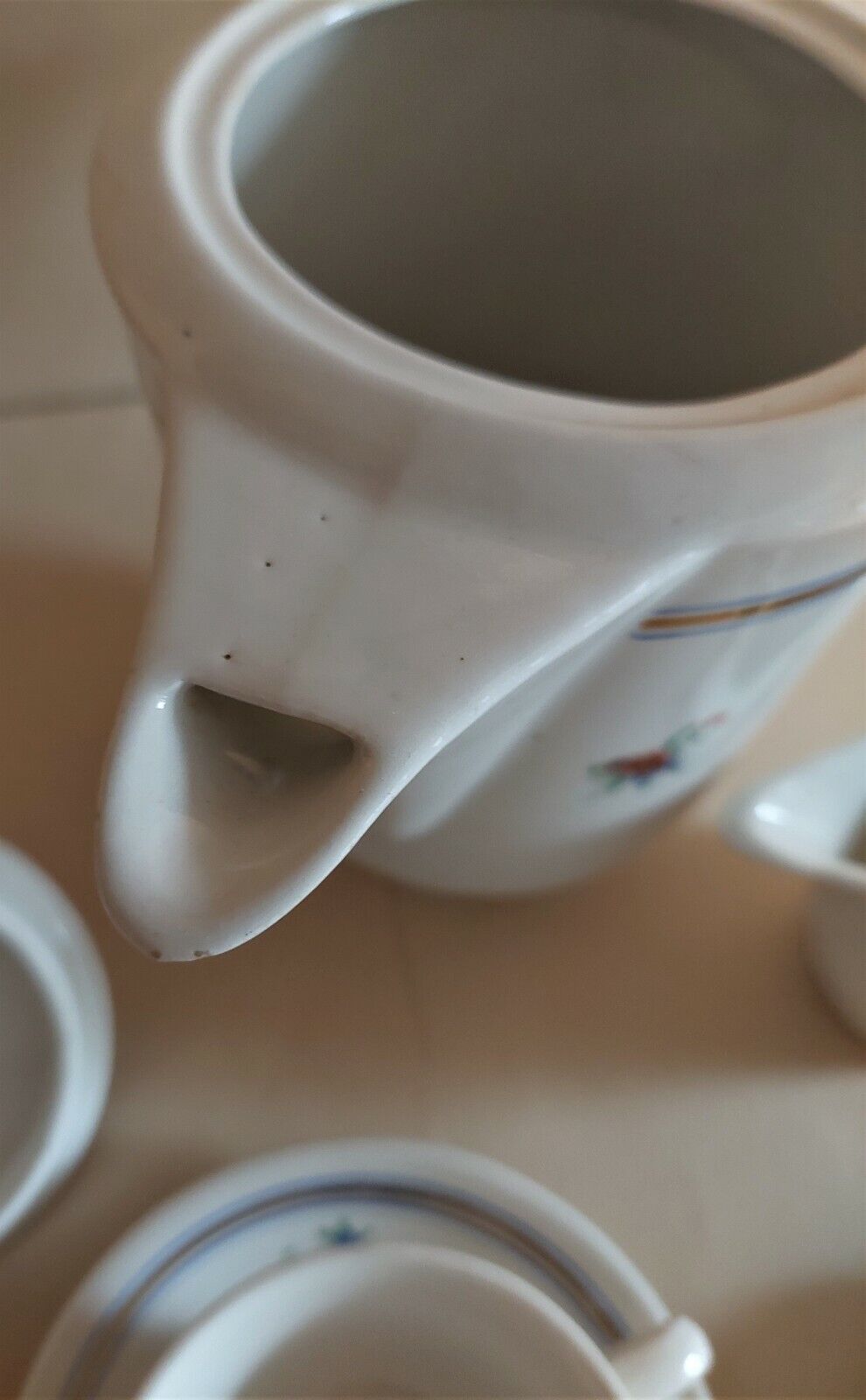 Coffee set in earthenware of Saint Amand décor Touraine eight cups