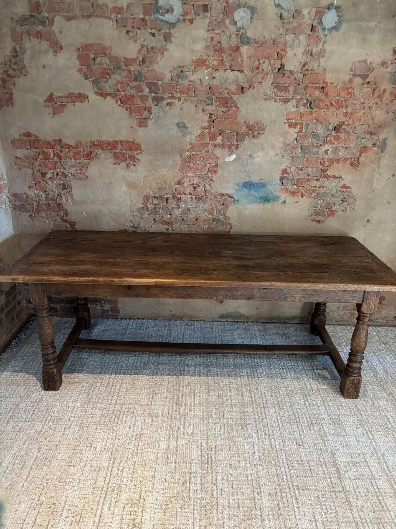 Table de cuisine réfectoire en chêne, années 1940