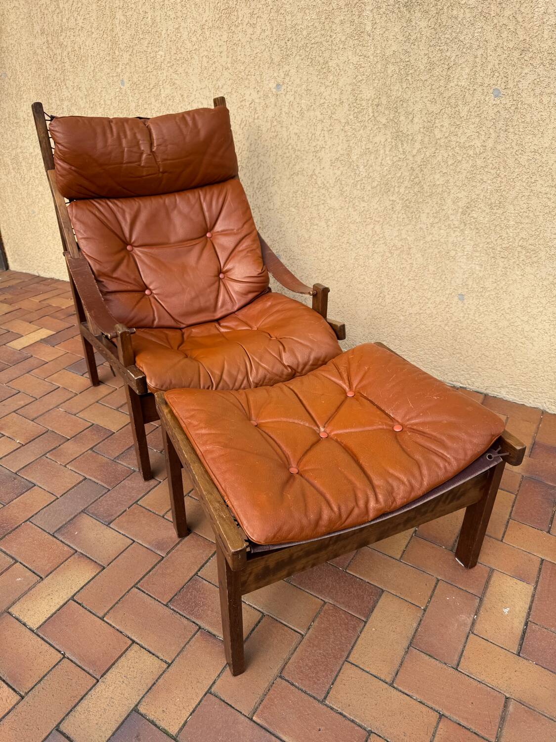 Fauteuil vintage « Hunter » avec ottoman par Torbjørn Afdal, années 1960, Norvège
