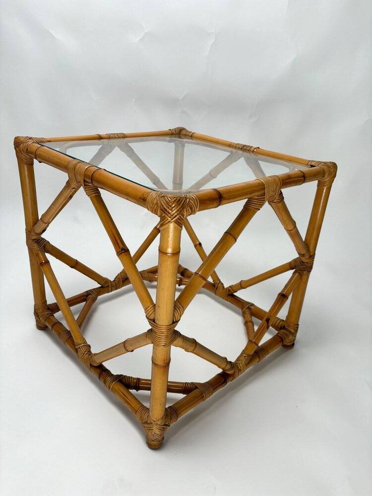 Bamboo and Glass Nightstands attributed to Vivai Del Sud, Italy, 1970s, Set of 2