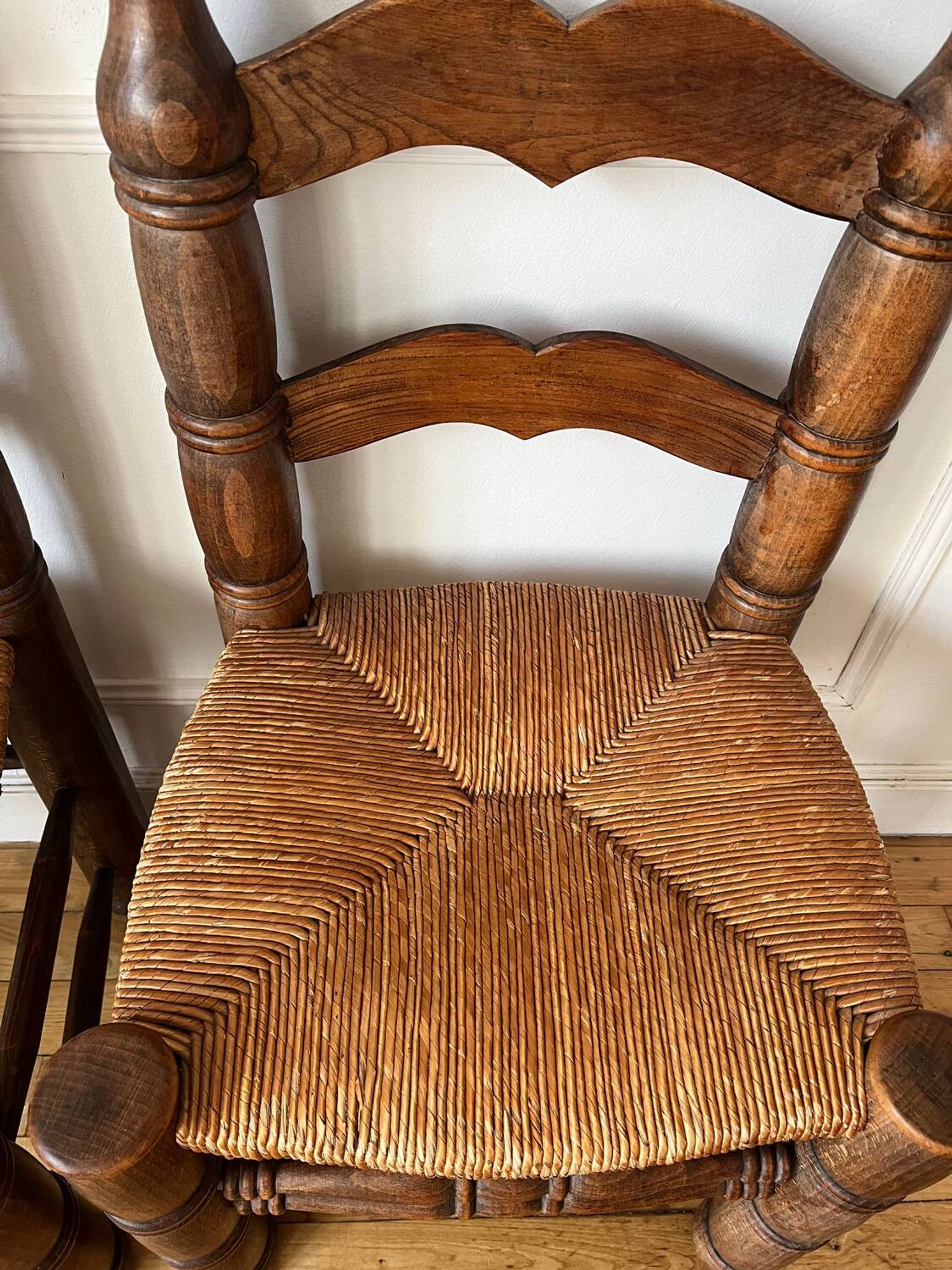 Pair of rustic chairs in the style of Charles Dudouyt.