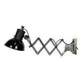 Industrial Black Enamel Scissor Wall Lamp, 1950s