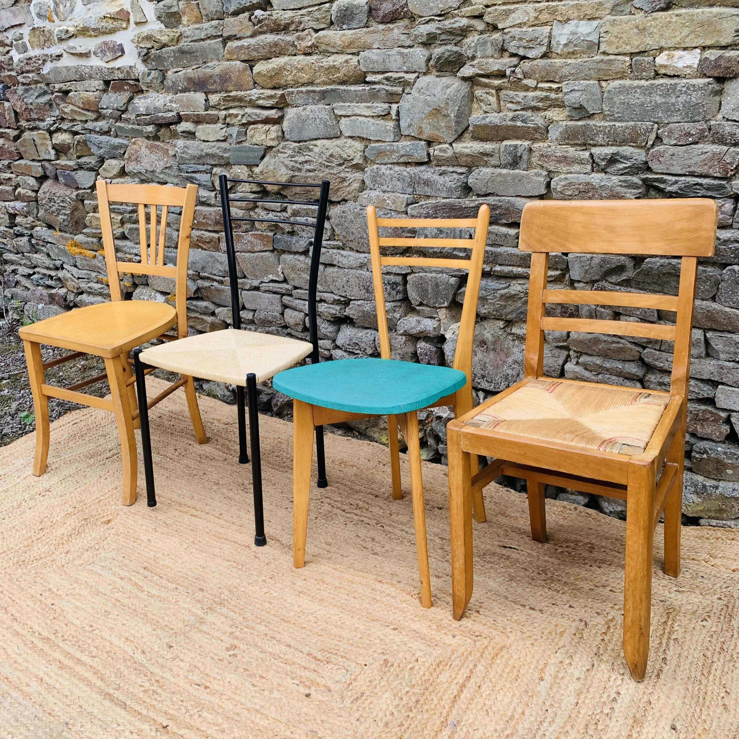 Set of 4 mismatched chairs